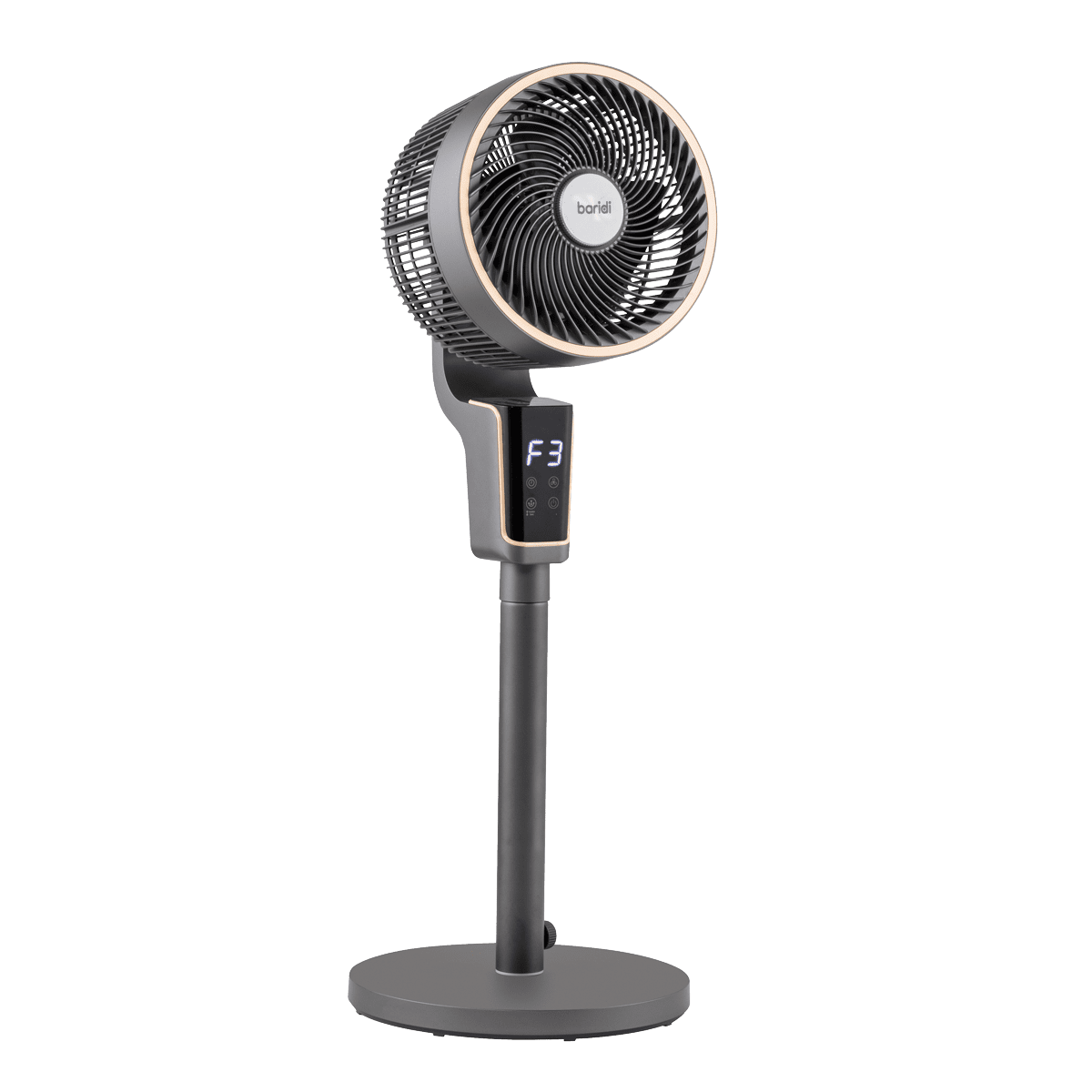 Baridi 12" Pedestal Fan with Remote Control & 12hr Timer 230V - Grey