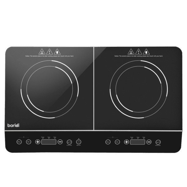 Baridi Portable Induction Hob with 2 Cooking Zones 60 x 36 x 6.5cm - Black