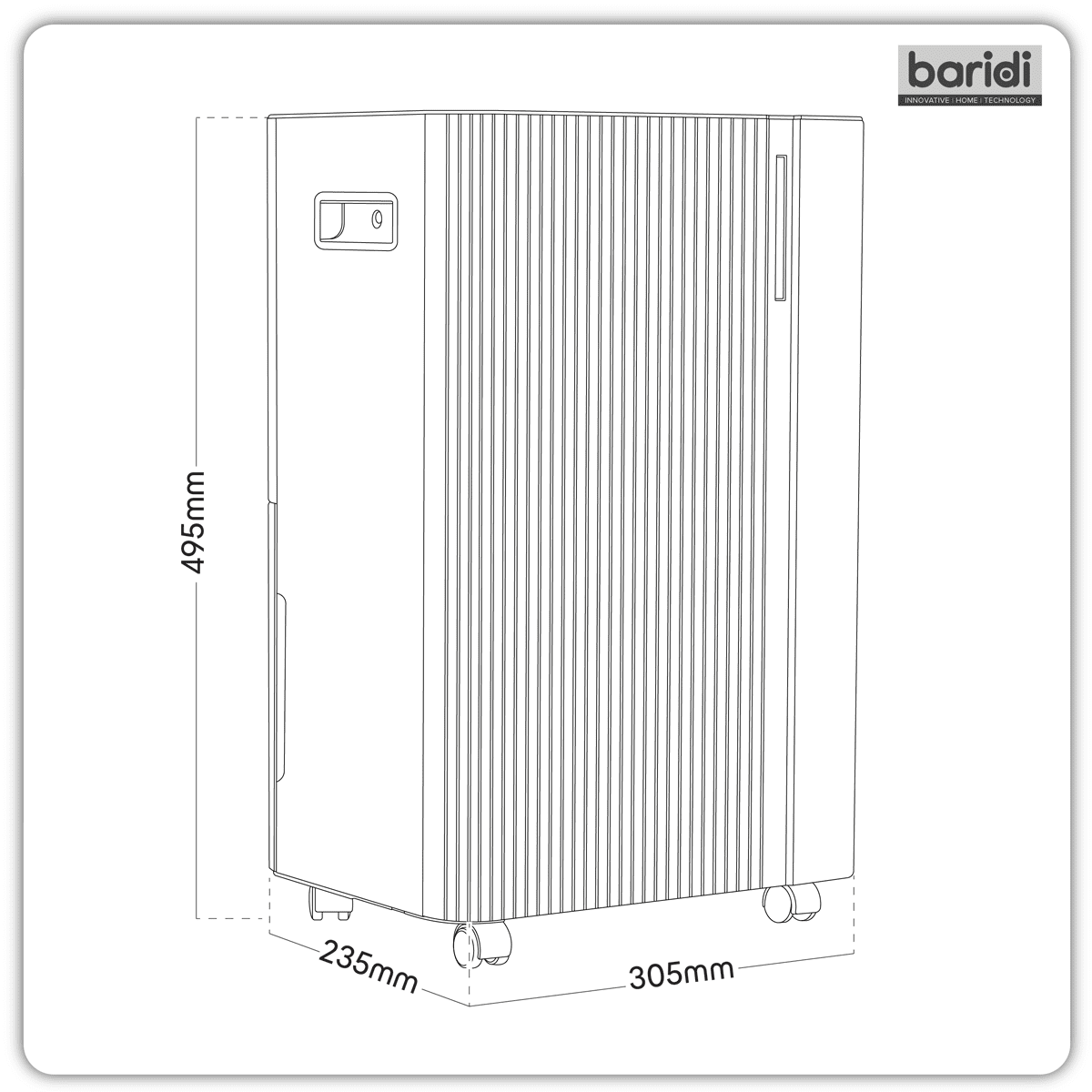 Baridi Dehumidifier with Digital Display & 24hr Timer 20L - White - Image 3