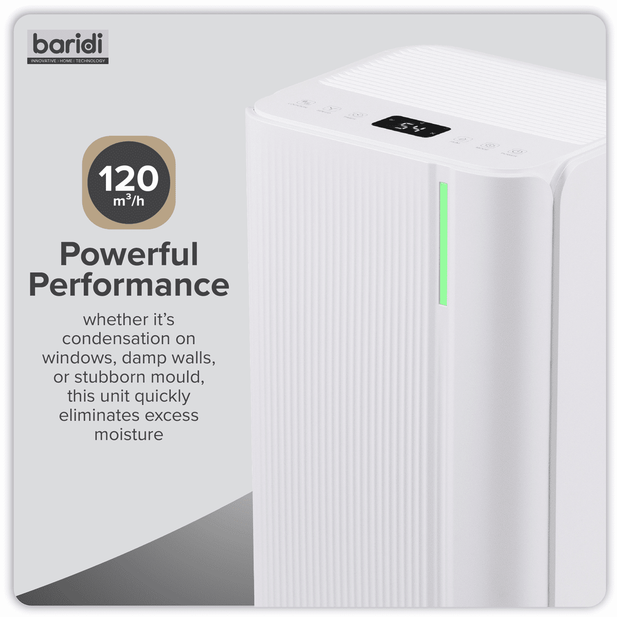 Baridi Dehumidifier with Digital Display & 24hr Timer 20L - White - Image 13