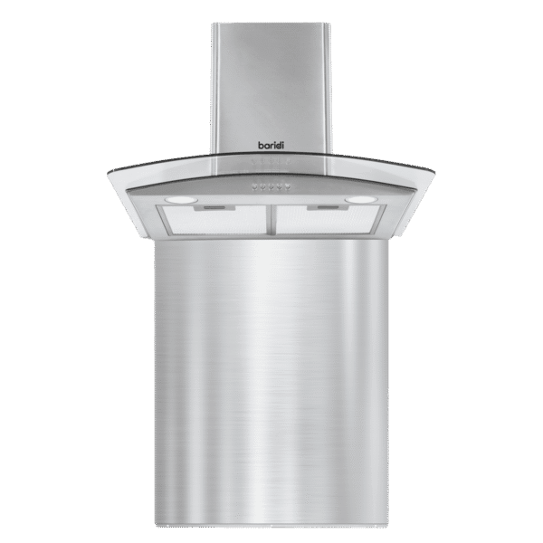 Baridi Curved Glass Cooker Hood with Carbon Filters, LED Lights & Splashback 60cm - Stainless Steel