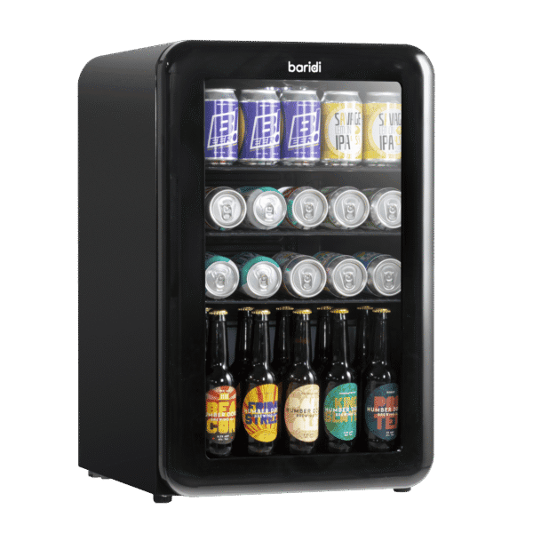 Baridi Retro Style Undercounter Drinks, Beer & Wine Fridge 70L - Black