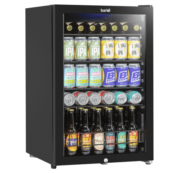 Baridi Undercounter Drinks, Beer & Wine Fridge with LED Light 115L - Black