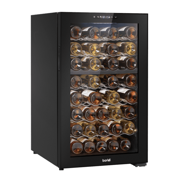 Baridi 52 Bottle Dual Zone Wine Fridge with Digital Touchscreen Controls, Wire Shelves & LED Light - Black