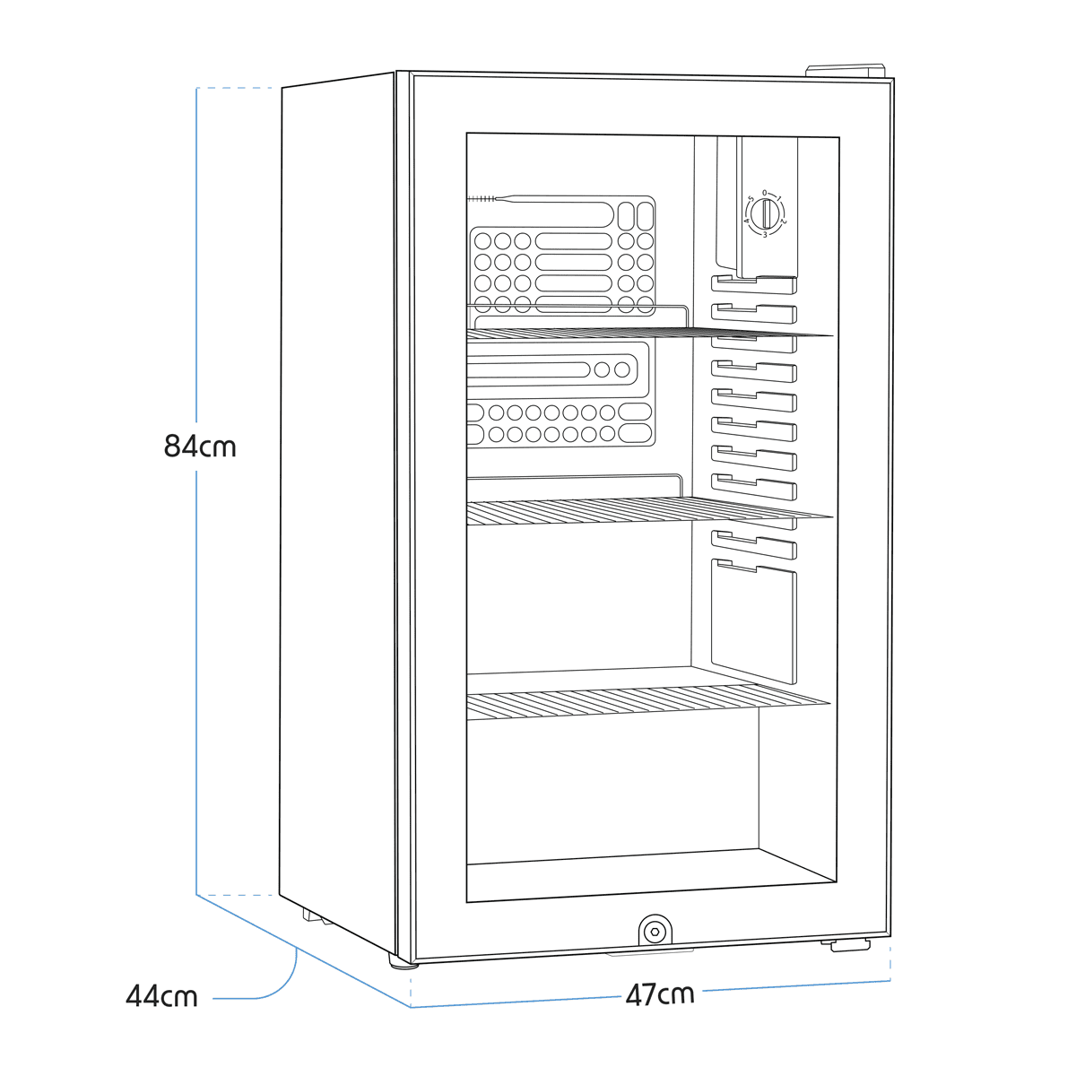 Baridi Undercounter Drinks, Beer & Wine Fridge with Wire Shelves, Internal Light & Security Lock 85L - Stainless Steel - Image 16