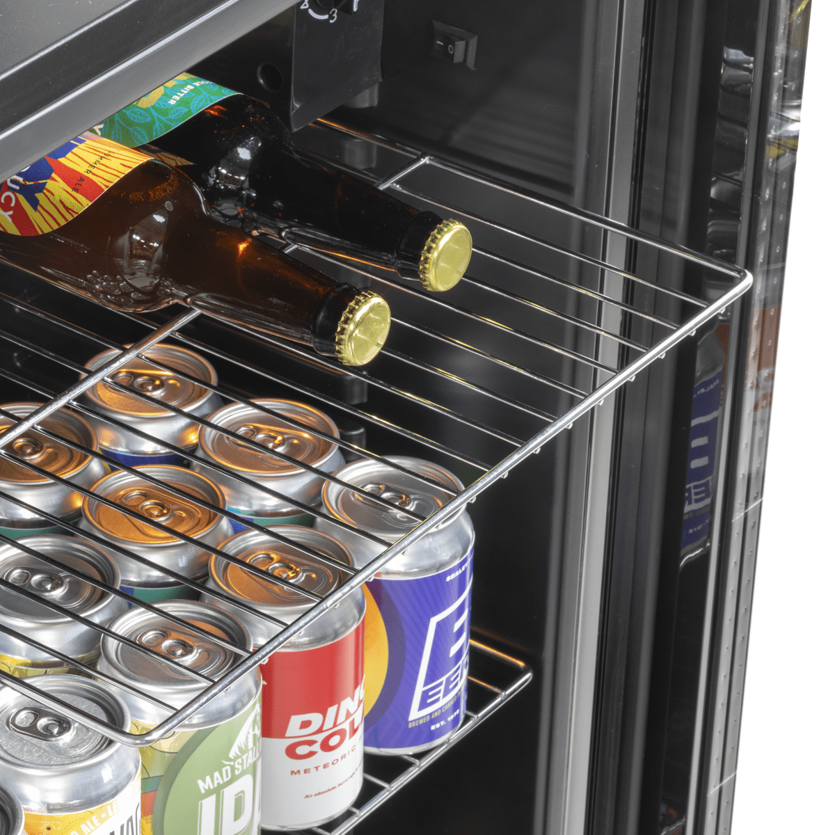 Baridi Undercounter Drinks, Beer & Wine Fridge with Wire Shelves, Internal Light & Security Lock 85L - Stainless Steel - Image 14