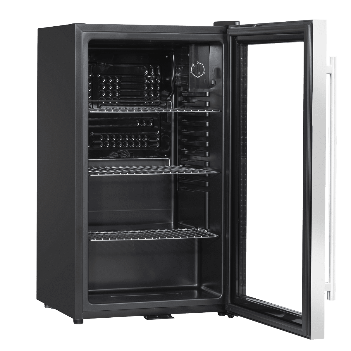 Baridi Undercounter Drinks, Beer & Wine Fridge with Wire Shelves, Internal Light & Security Lock 85L - Stainless Steel - Image 8