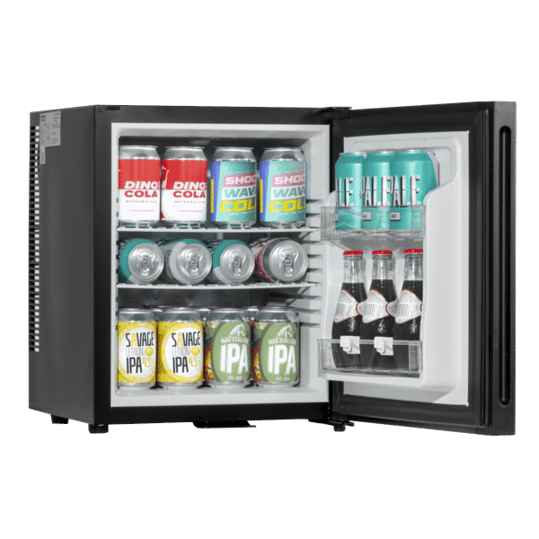 Baridi Mini Drinks & Wine Fridge with Wire Shelves, LED Light & Security Lock 25L - Black