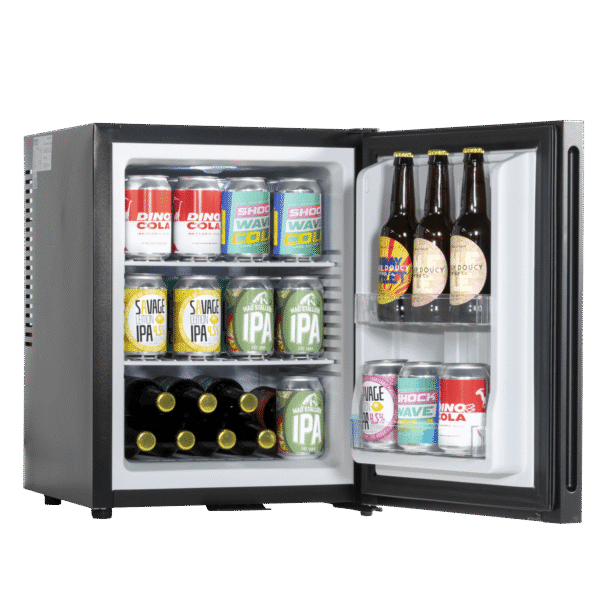Baridi Mini Drinks & Wine Fridge with Wire Shelves, LED Light & Security Lock 35L - Black
