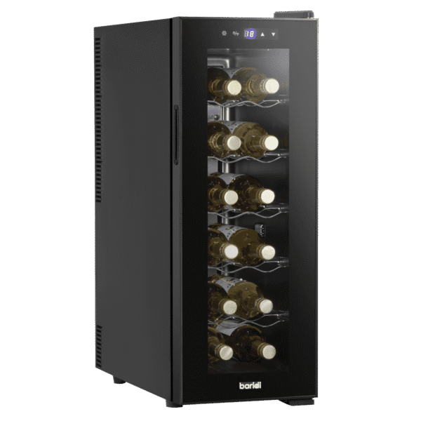 Baridi 12 Bottle Wine Fridge with Digital Touchscreen Controls, Metal Shelves & LED Light - Black
