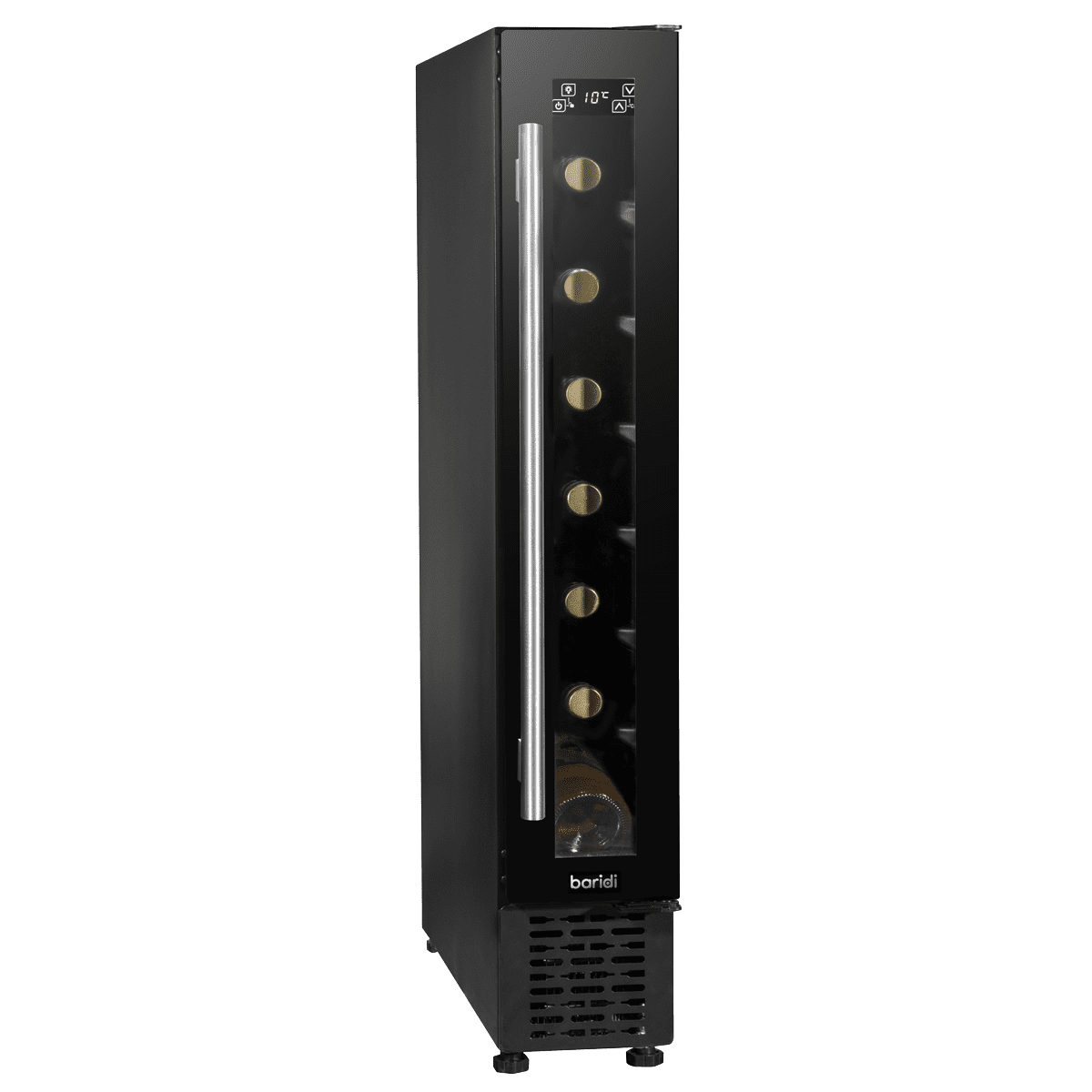 Baridi 7 Bottle Extra-Slim Undercounter Wine Fridge with Digital Touchscreen Controls & LED Light - Black