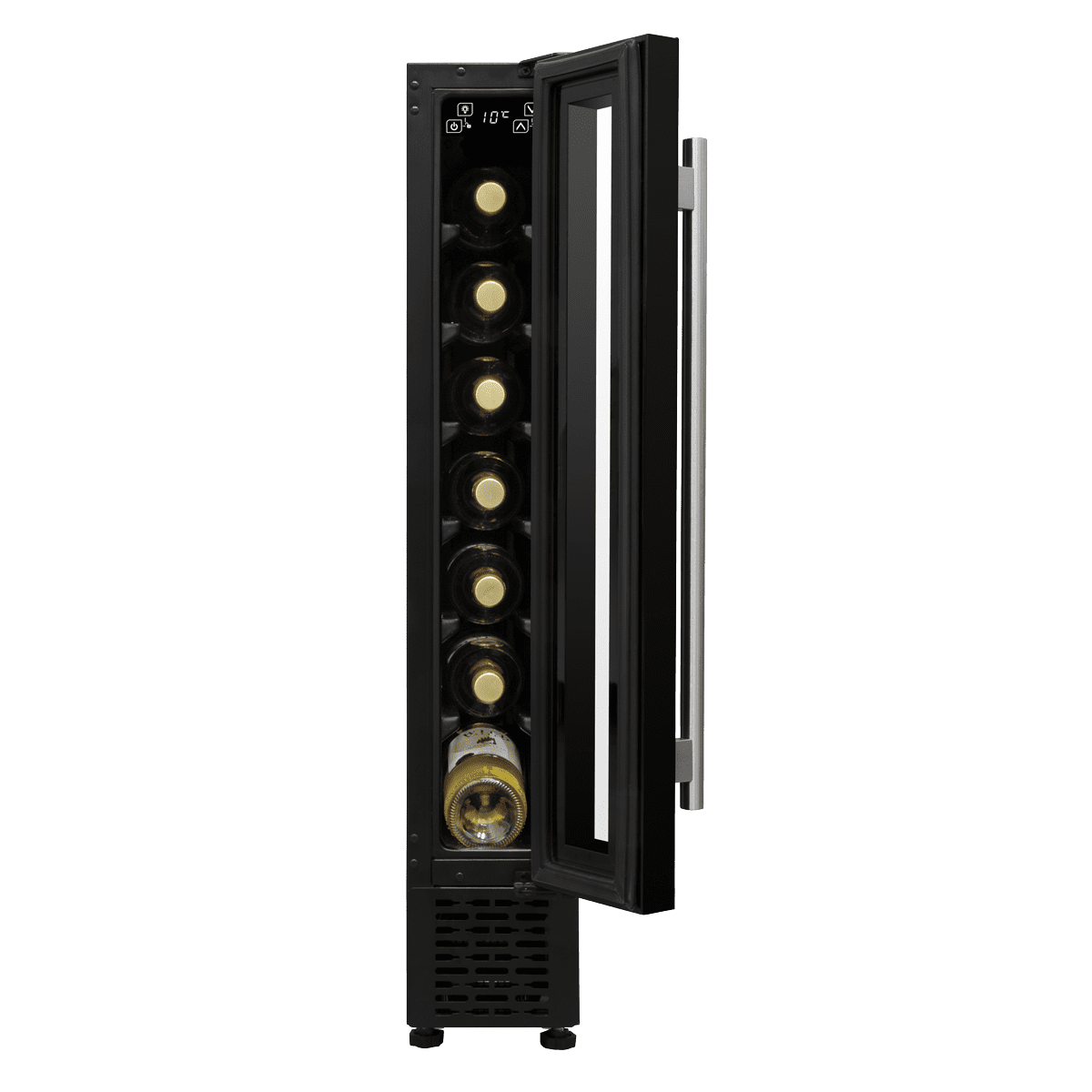 Baridi 7 Bottle Extra-Slim Undercounter Wine Fridge with Digital Touchscreen Controls & LED Light - Black - Image 2