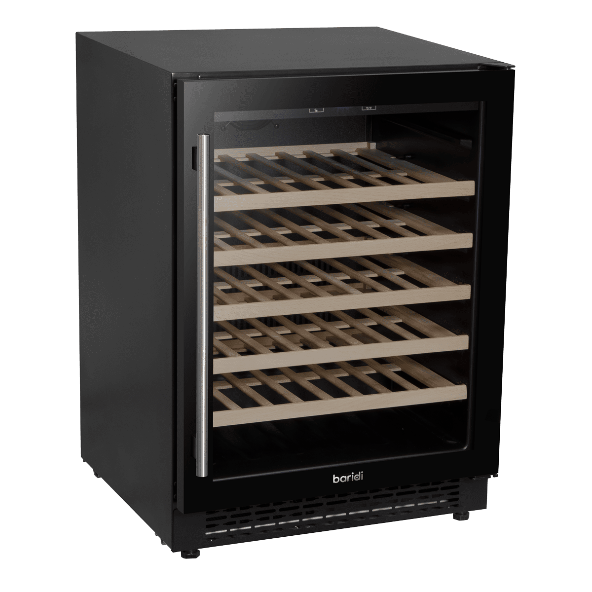 Baridi 54 Bottle Undercounter/Freestanding Wine Fridge with Digital Touchscreen Controls, Wooden Shelves & LED Light 135L - Black