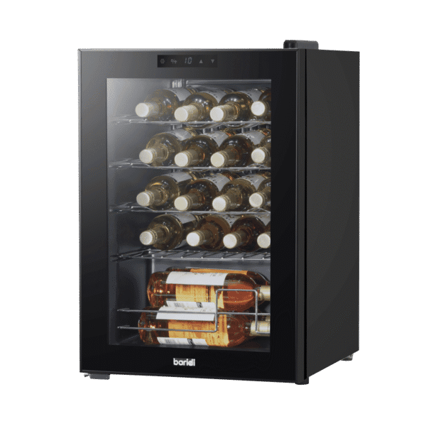 Baridi 20 Bottle Wine Fridge with Digital Touchscreen Controls, Metal Shelves & LED Light - Black
