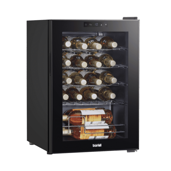Baridi 20 Bottle Wine Fridge with Digital Touchscreen Controls, Metal Shelves & LED Light - Black