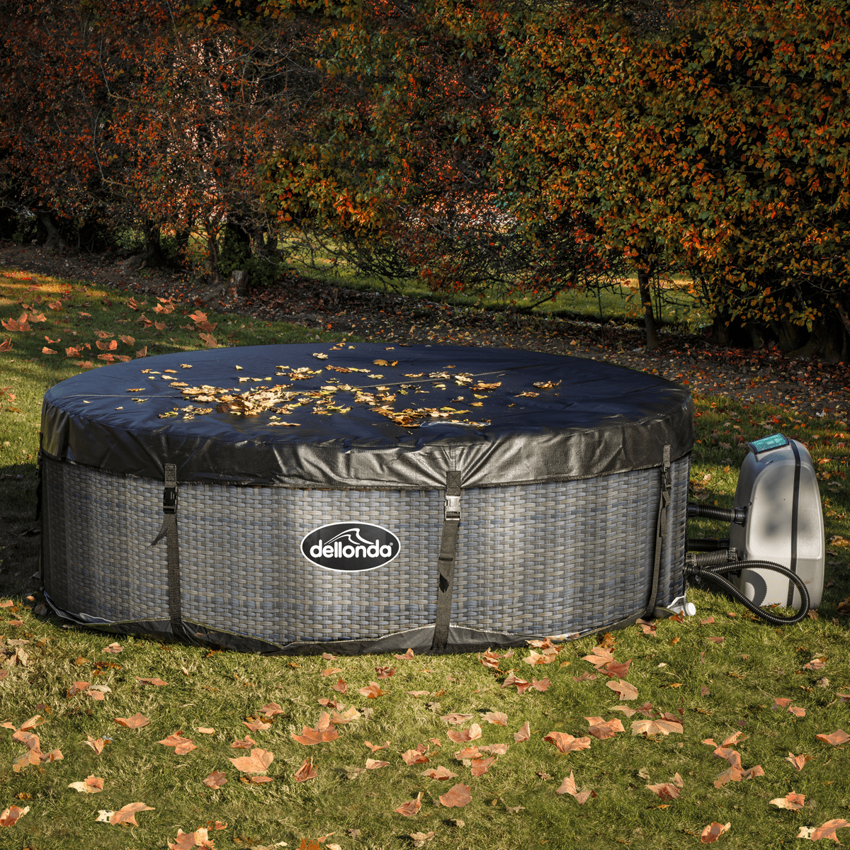 Dellonda 2-4 Person Inflatable Hot Tub/Spa with Smart Pump - Rattan Effect - Image 4