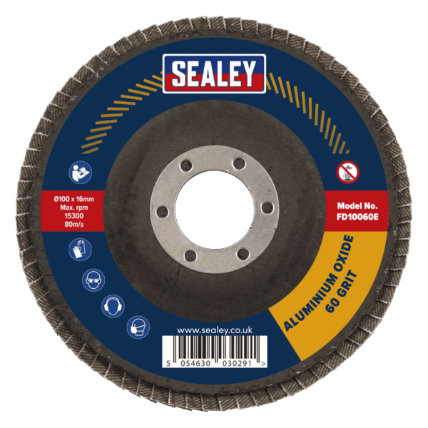 100mm Aluminium Oxide Flap Disc 60Grit 16mm Bore