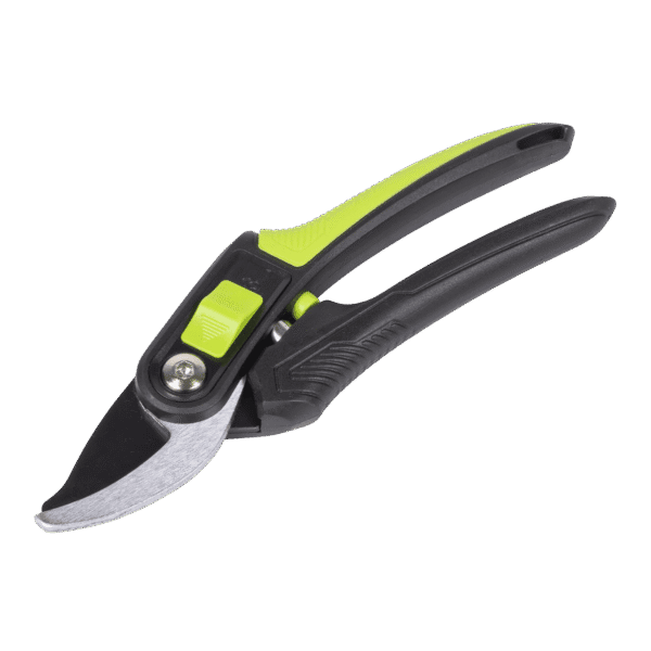 Bypass Secateurs with Soft Grip Handle, 3-Stage Safety Lock & Carbon Steel Blade, 220mm