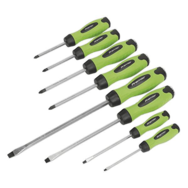 Premier Hammer-Thru Screwdriver Set 8pc - Hi-Vis Green
