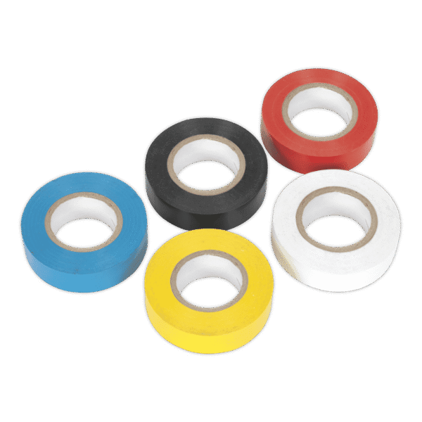 PVC Insulating Tape 19mm x 20m, Mixed Colours - Pack of 10