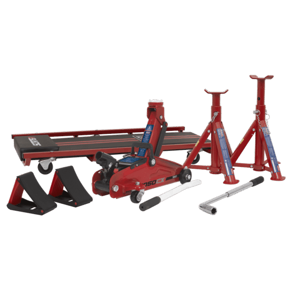 Lifting Kit (Inc Jack, Axle Stands, Creeper, Chocks & Wrench) 2 Tonne 5pc