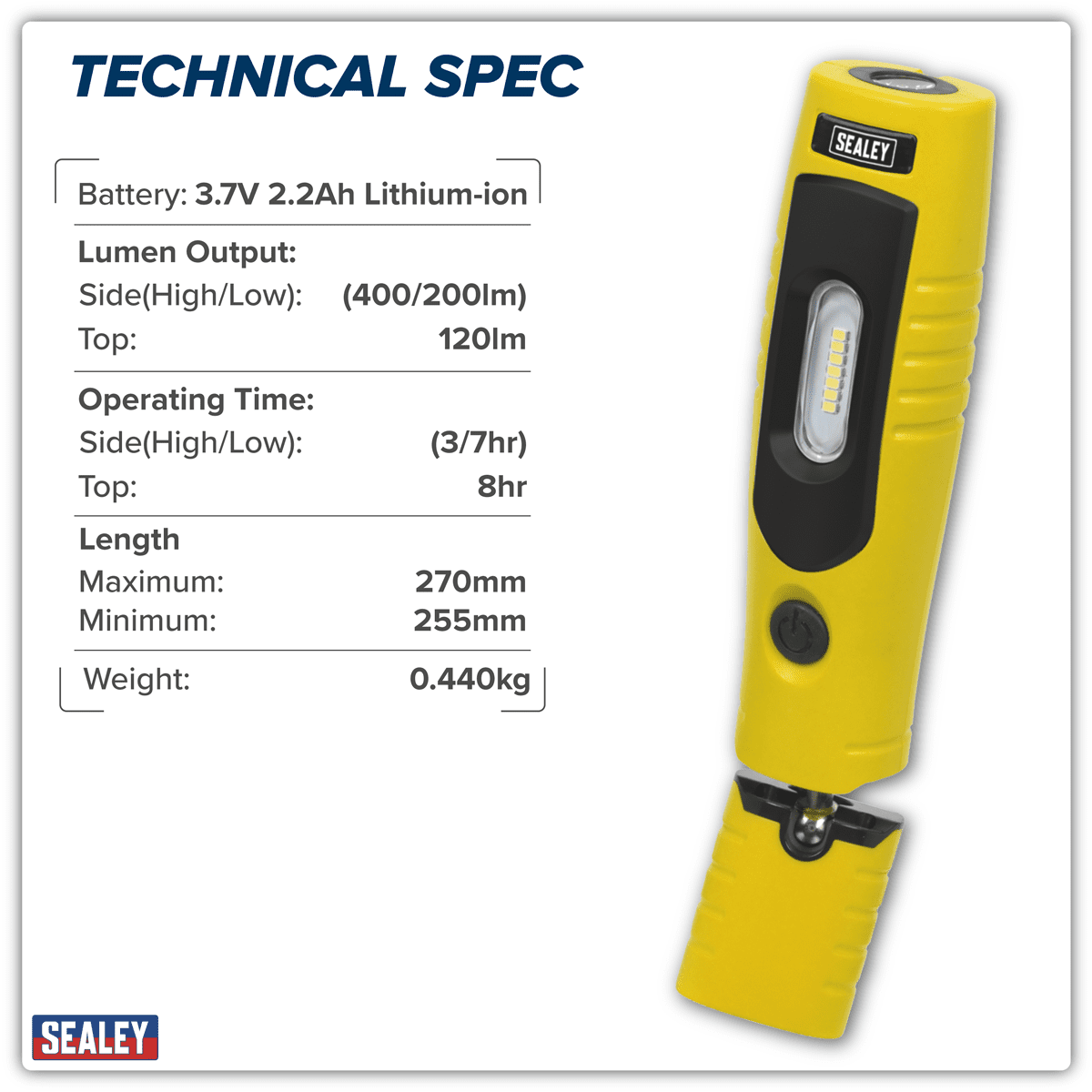Rechargeable 360° Inspection Light 4W & 3W SMD LED - Yellow - Image 27