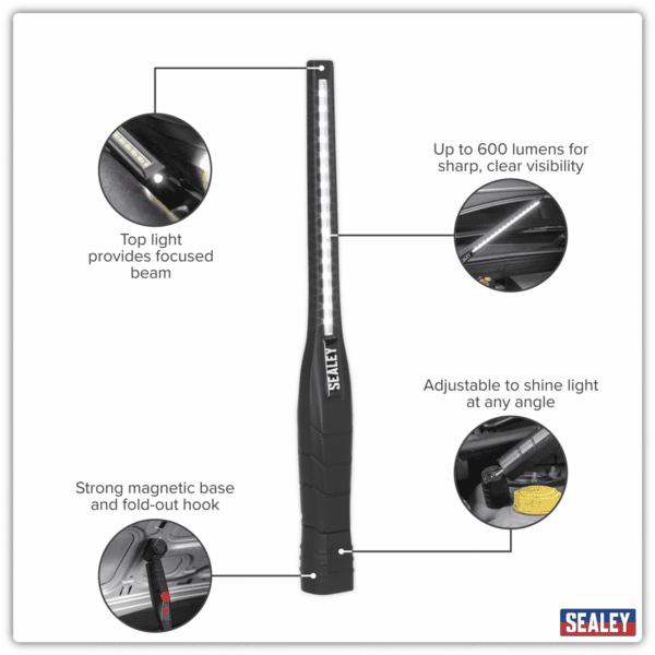 Rechargeable 360° Slim Inspection Light 8W & 1W SMD LED - Black