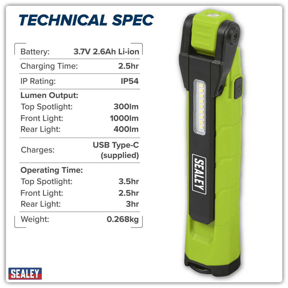Rechargeable 360° Inspection Light 10W & 2 x 4W SMD LED - Green - Image 12