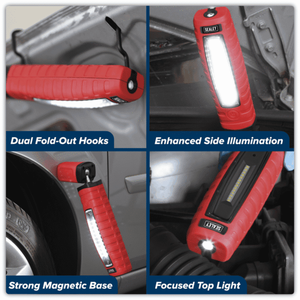 Rechargeable 360° Inspection Light 8W & 3W SMD LED - Red