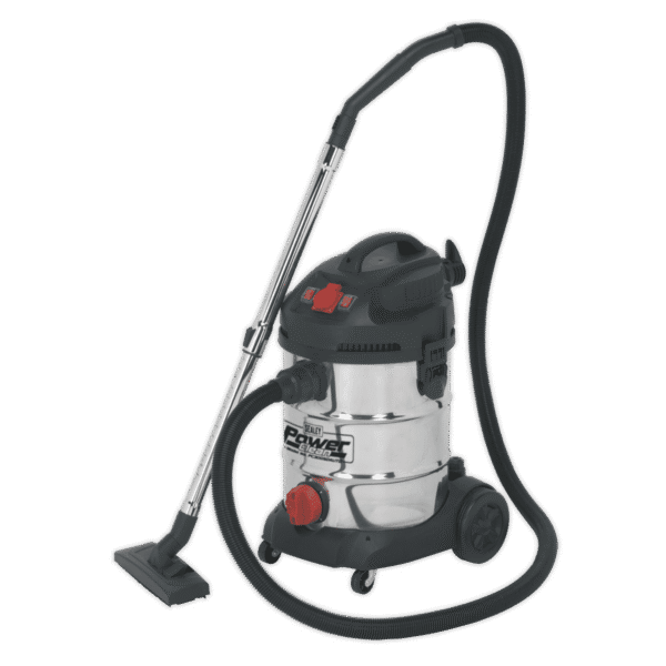 30L Industrial Vacuum Cleaner Wet & Dry with Stainless Steel Drum & Auto-Start 1400W/230V