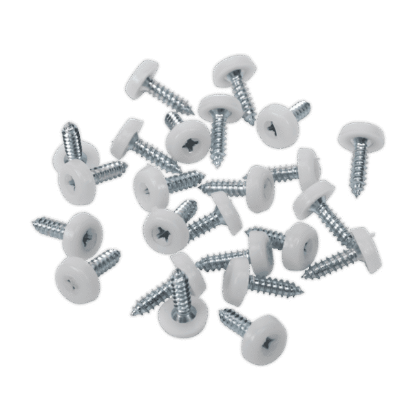 Numberplate Screw with Plastic Enclosed Head 4.8 x 18mm, White - Pack of 50