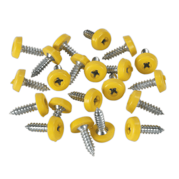 Numberplate Screw with Plastic Enclosed Head 4.8 x 18mm, Yellow - Pack of 50