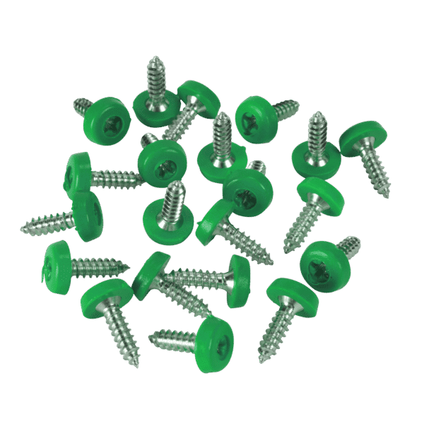 Numberplate Screws 4.8 x 18mm, Green - Pack of 50