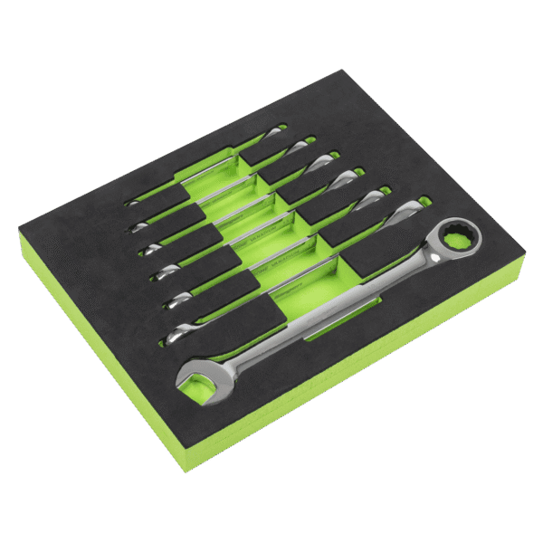 Siegen Combination Ratchet Spanner Set with Tool Tray 7pc