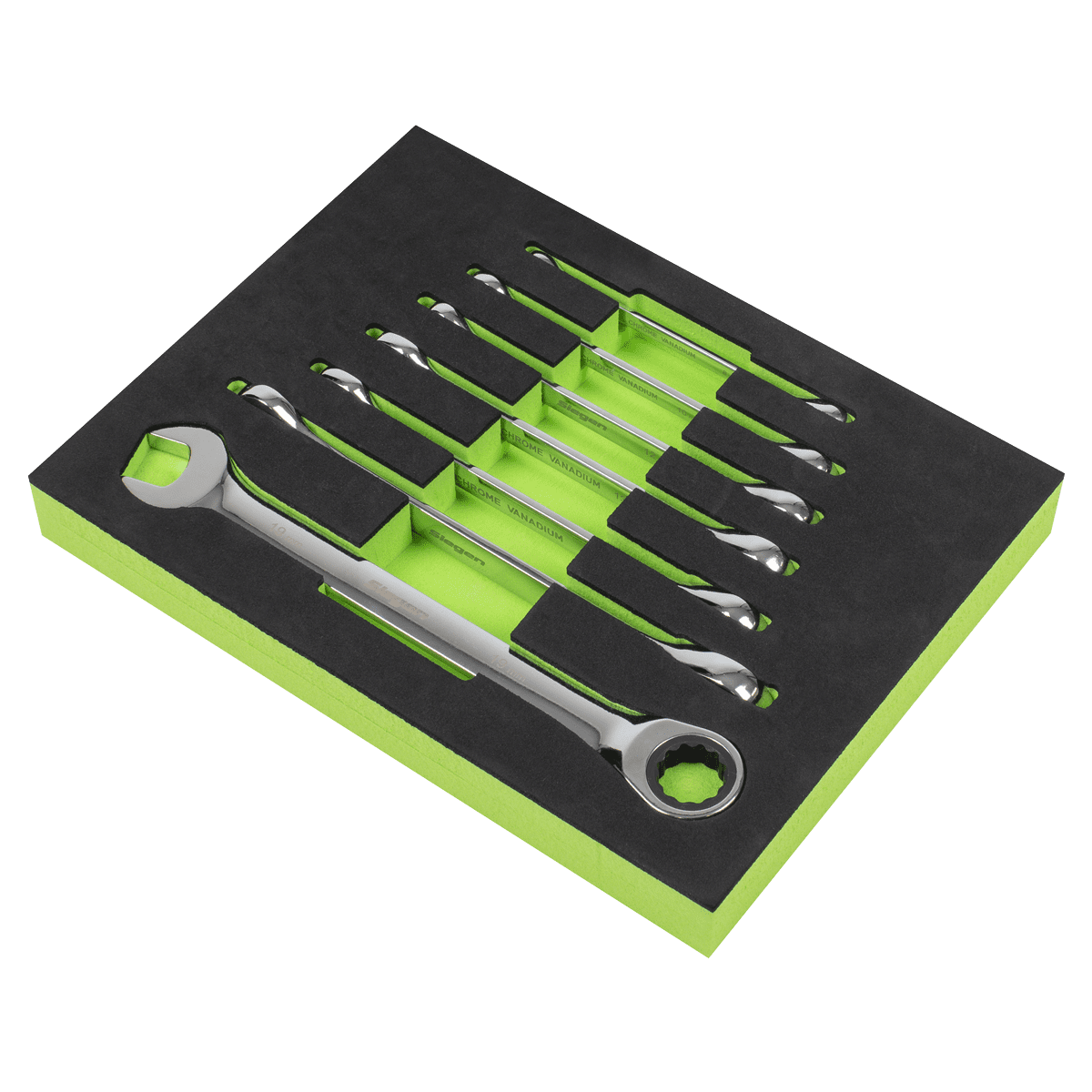 Siegen Combination Ratchet Spanner Set with Tool Tray 7pc - Image 2
