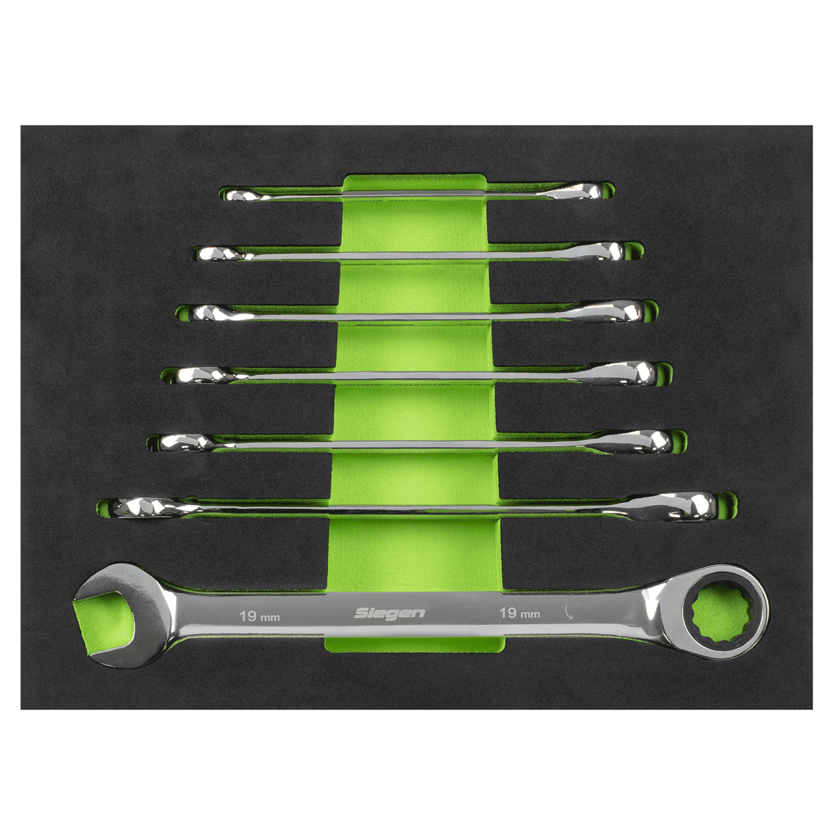 Siegen Combination Ratchet Spanner Set with Tool Tray 7pc - Image 3