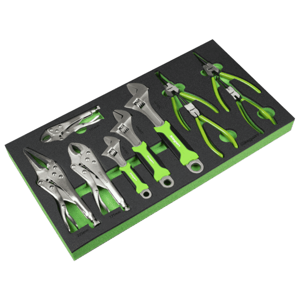 Siegen Adjustable Wrench & Pliers Set with Tool Tray 10pc