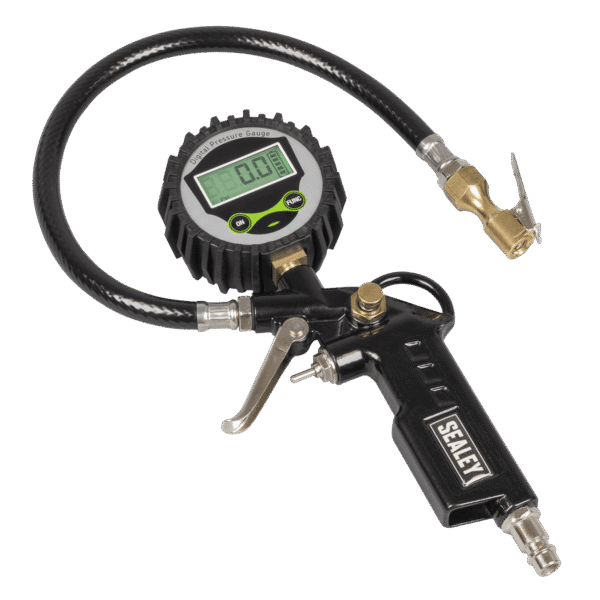 Digital Pistol Grip Tyre Inflator with Clip-On Connector