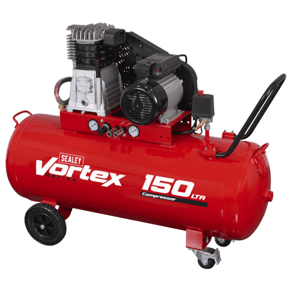 150L Belt Drive Air Compressor with Cast Cylinders & Wheels 3.5hp