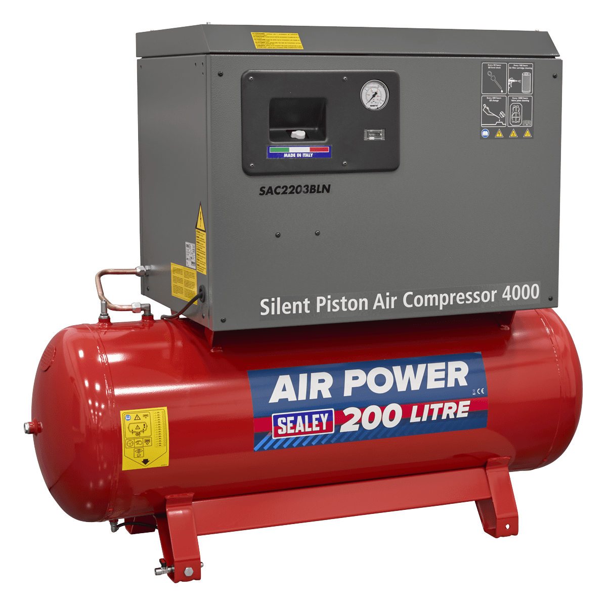 200L Low Noise Belt Drive Air Compressor with Cast Cylinders 3hp - Image 2