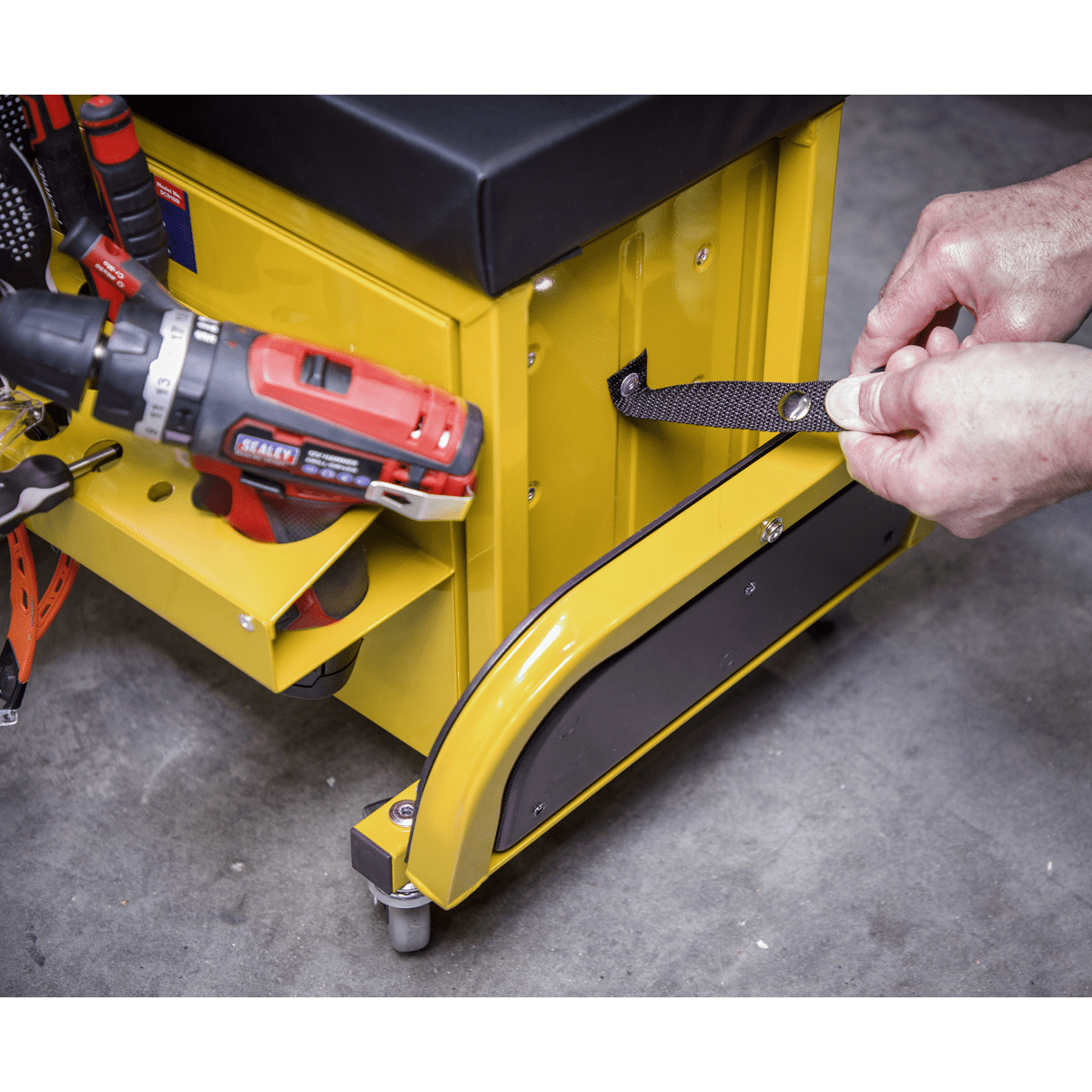 Mechanic's Utility Seat & Toolbox - Yellow - Image 7