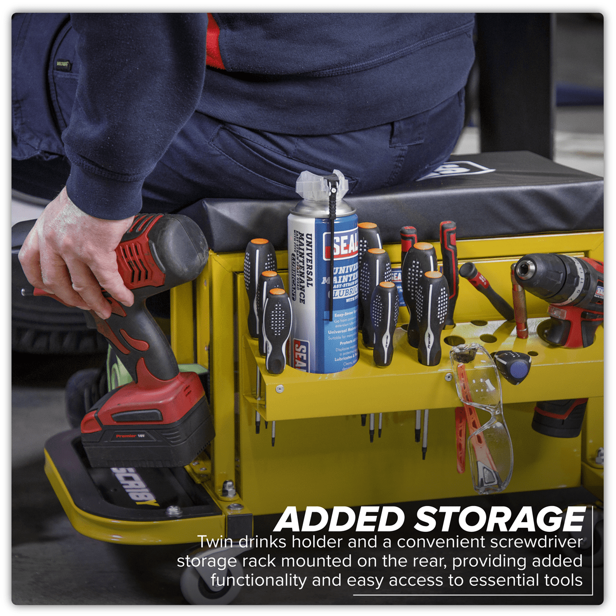 Mechanic's Utility Seat & Toolbox - Yellow - Image 14