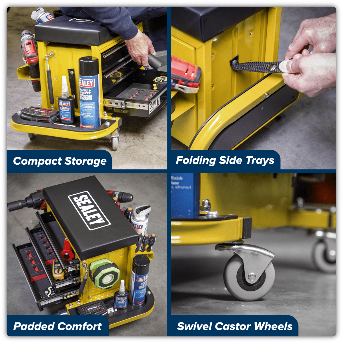 Mechanic's Utility Seat & Toolbox - Yellow - Image 13