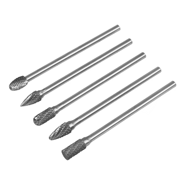 Tungsten Carbide Rotary Burr Set Extra-Long 5pc