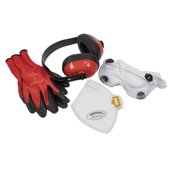 Worksafe® Flexi Grip Gloves, FFP2 Mask, Goggles & Ear Defenders