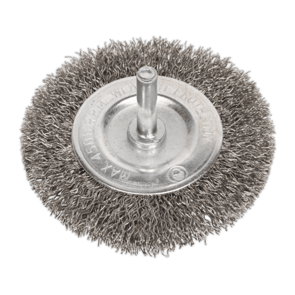 75mm Crimped Flat Wire Brush with 6mm Shaft