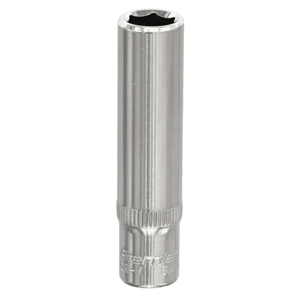 Premier Fully Polished Deep Socket 1/4"Sq Drive 8mm