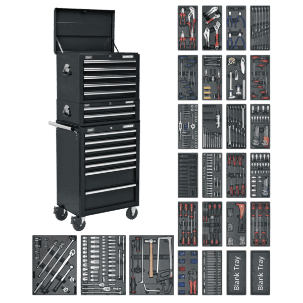 Superline PRO® Tool Chest Combination 14 Drawer with 1179pc Tool Kit - Black