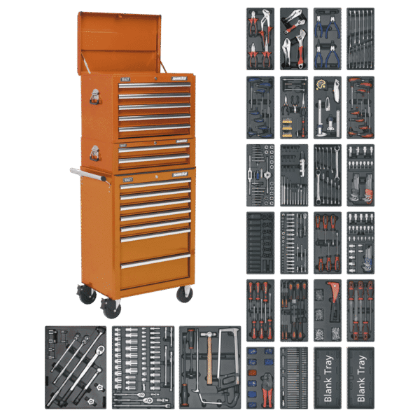 Superline PRO® Tool Chest Combination 14 Drawer with 1179pc Tool Kit - Orange