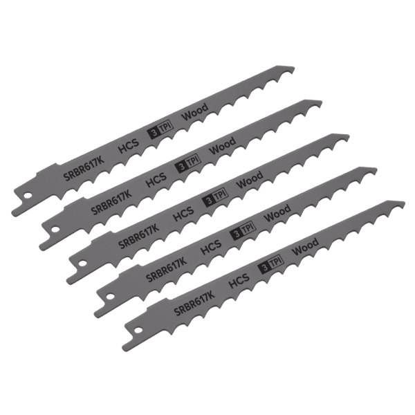 Reciprocating Saw Blade for Pruning & Coarse Wood 150mm 3tpi - Pack of 5